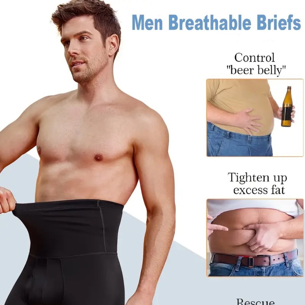 Mens Black High Waist Slimming Shaper